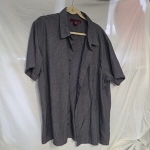 Merona Gray Short-Sleeve Button-Down Shirt with Subtle Check XXL